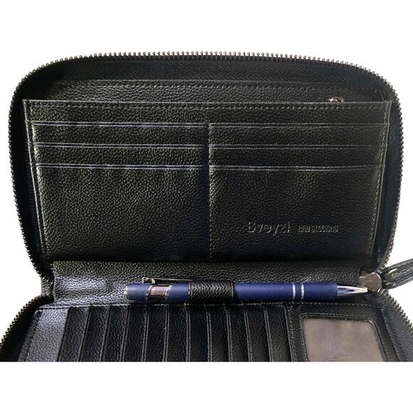 Bveyzi (Amazon) Women RFID Blocking  Leather Zip-Around Wallet Lots of Pockets - Picture 3 of 5